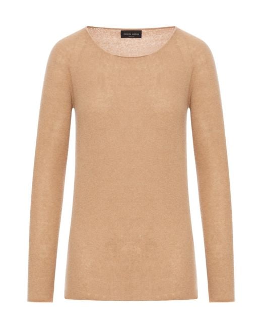 Roberto Collina Natural Cashmere Crew-Neck Sweater