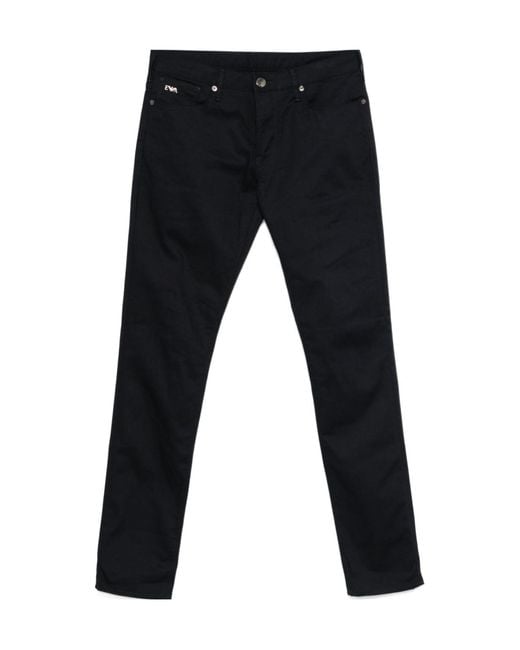 Emporio Armani Black Logo-Plaque Slim-Fit Jeans for men
