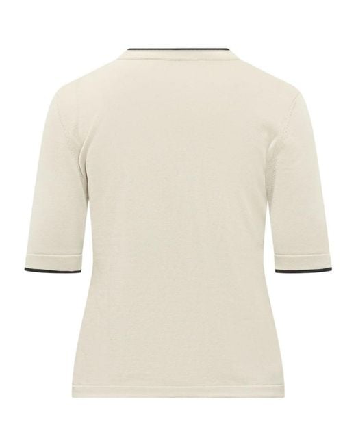 Fabiana Filippi Natural Contrast-Trim Embellished Knitted Jumper
