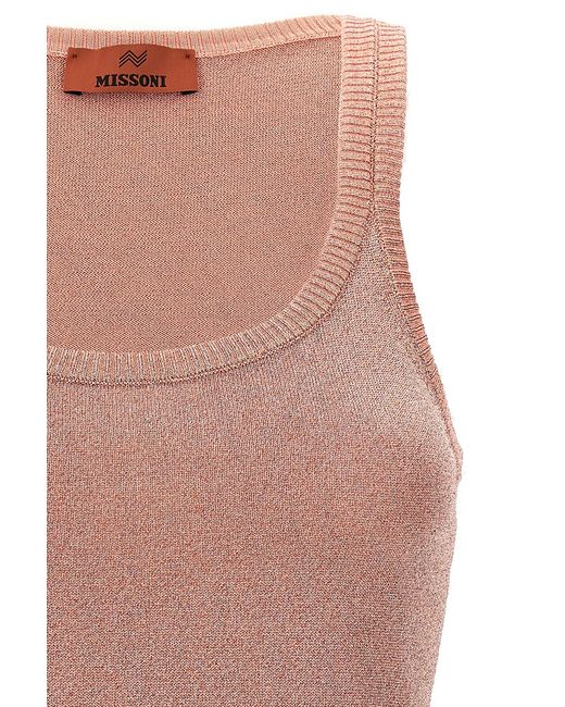 Missoni Pink Sleeveless Knitted Lurex Tank Top