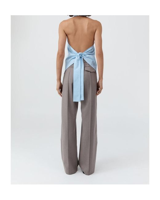 St. Agni Blue Halter Tie-Back Top