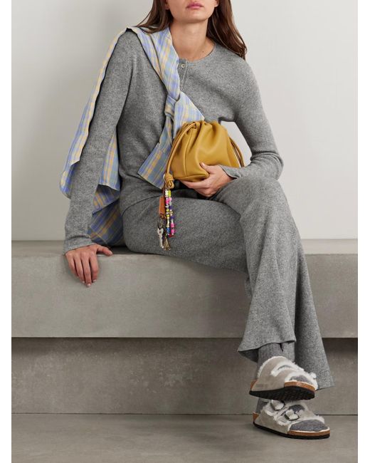 The Elder Statesman Gray Delicash Ribbed Cashmere And Silk Blend Cardigan