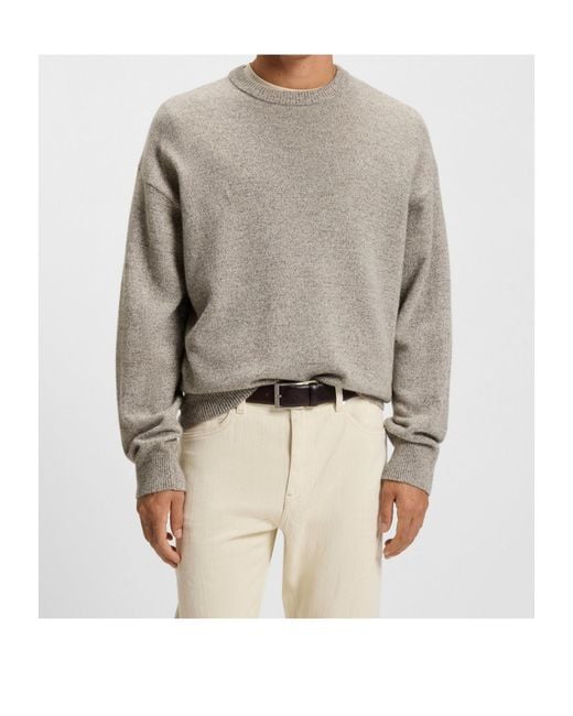 Boss Gray Speckled Wool Sweater for men