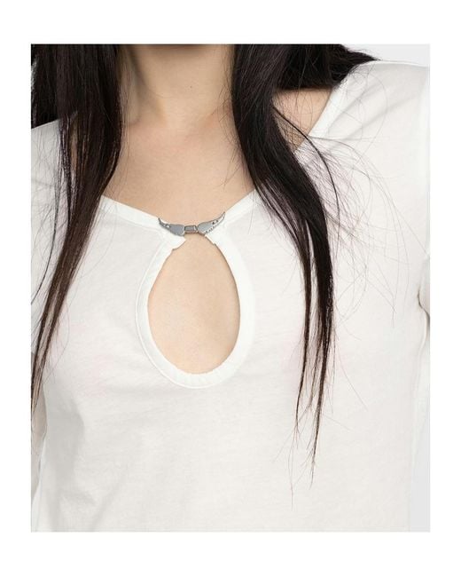 Zadig & Voltaire White Henley T-Shirt Tina