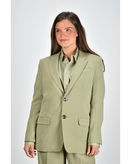 AMI Green Single-Breasted Textured Blazer