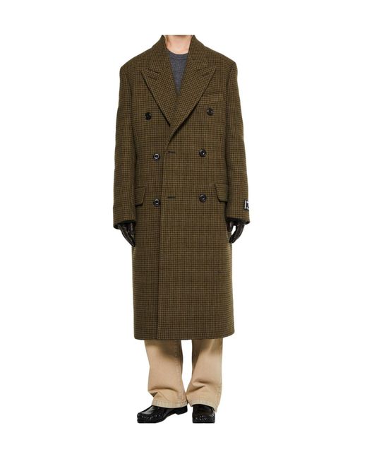 Acne Green Double Breasted Logo Patch Coat