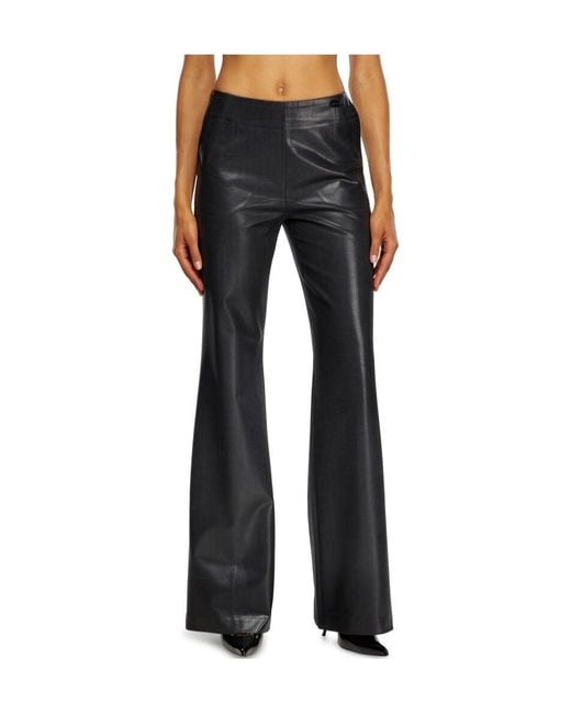 DIESEL Black P-Olaris Front Coated Pinstripe Pants