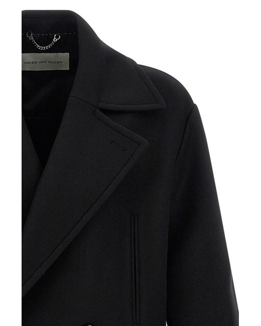 Dries Van Noten Black 'Racos' Coat for men