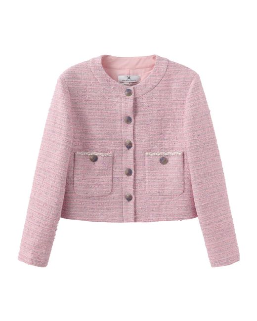Marissa Chiara Pink Crew Neck Casual Jacket