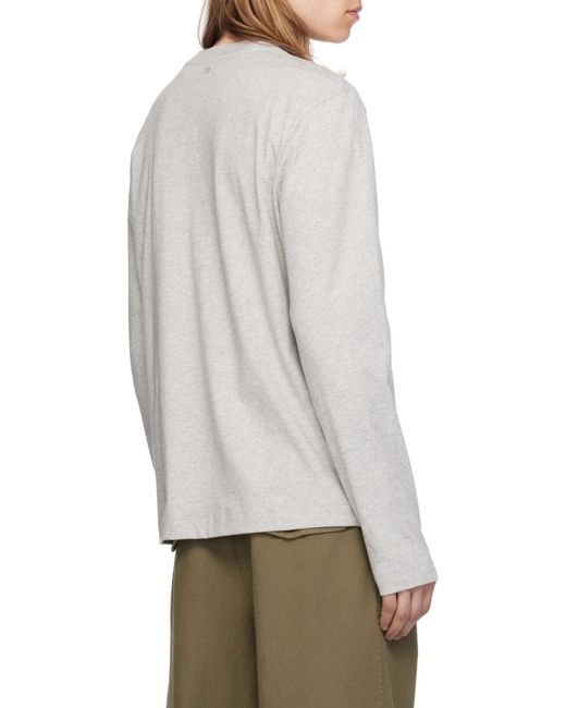 AMI Gray Ami De Coeur Long-Sleeved T-Shirt for men