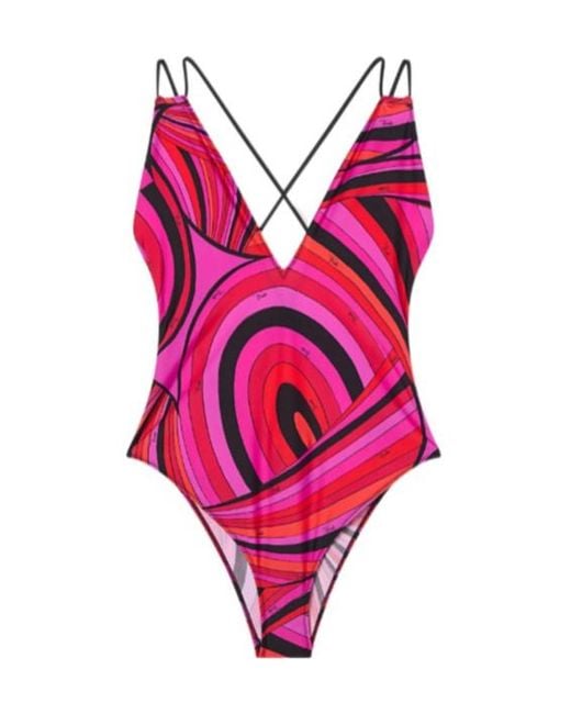 Emilio Pucci Pink Pucci Marmo Printed One-Piece Swimsuit