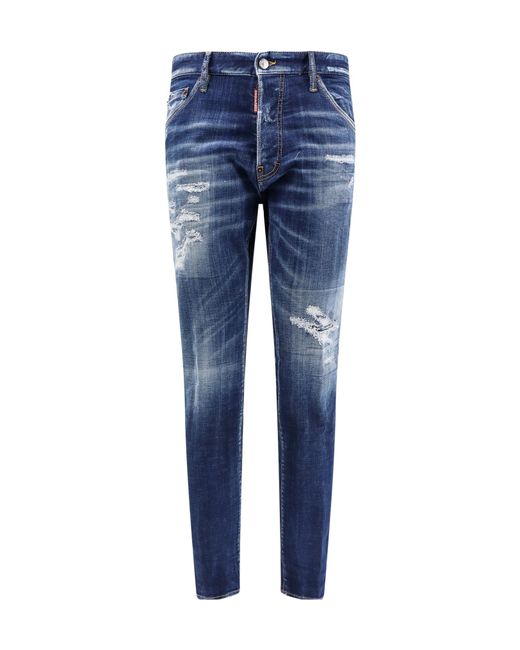 DSquared² Blue Dark Ripped Cast Wash Cool Guy Jeans for men