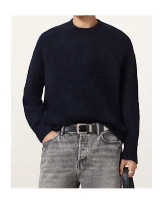 AllSaints Blue Coby Oversized Wool Blend Sweater for men