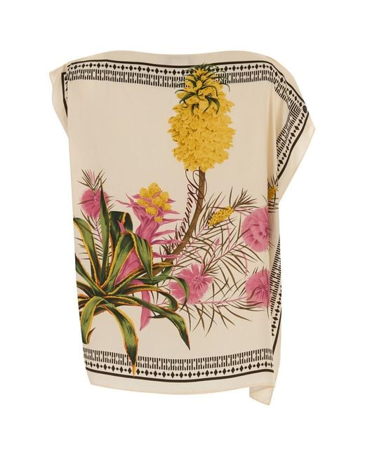 Blumarine Multicolor Asymmetric Floral Print Top