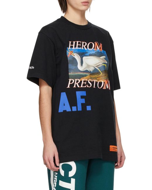 Heron Preston Black Logo Print Short-Sleeved T-Shirt for men