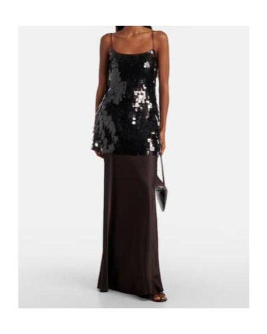 Staud Black Mesa Sequined Satin Gown