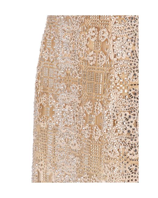 Ermanno Scervino Natural Embellished Strapless Dress