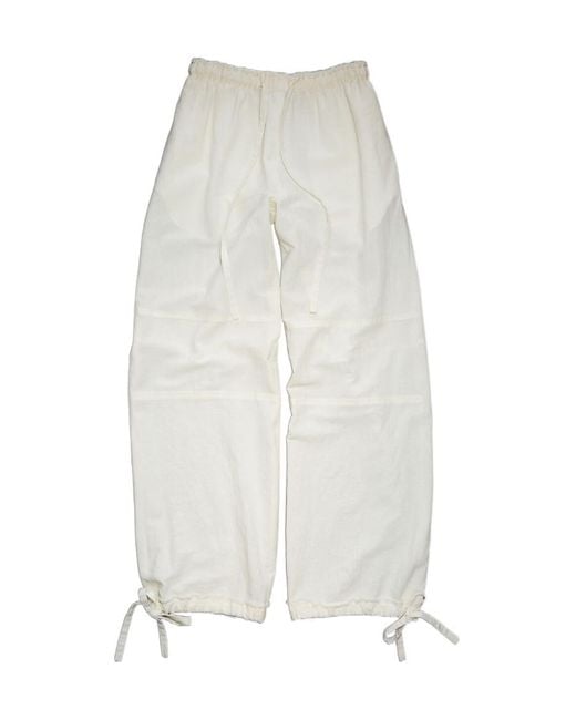 Acne White Drawstring-Detail Palazzo Pants