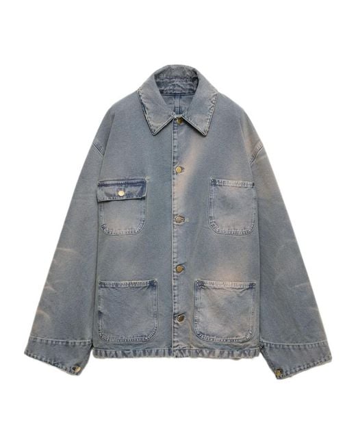 Prada Gray Button-Up Denim Jacket for men