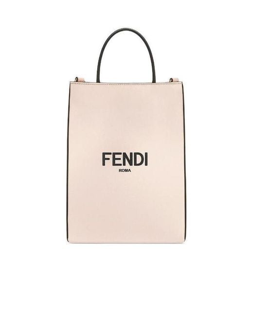Fendi Natural Small Logo Print Shopping Bag