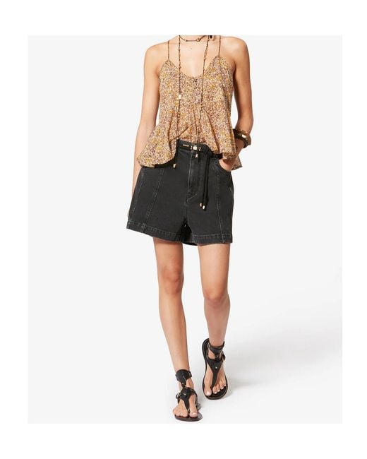 Isabel Marant Brown Isabel Marant Étoile Lirhetta Floral Printed Sleeveless Top
