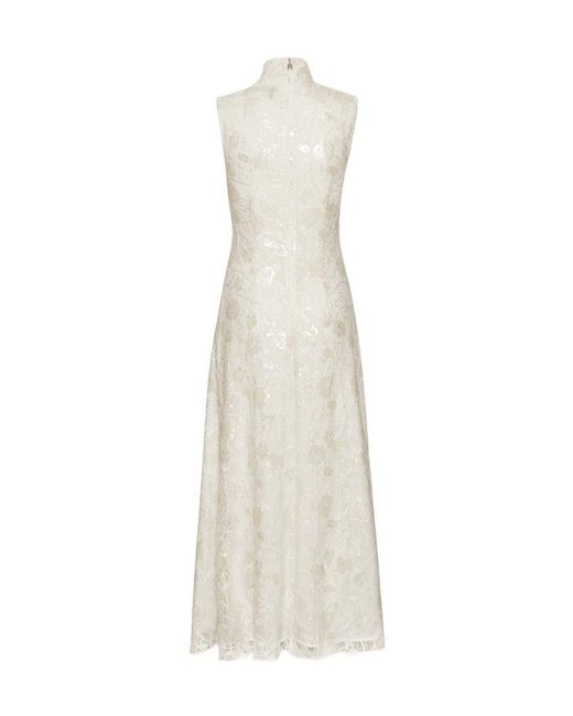 ROTATE BIRGER CHRISTENSEN White Sequin-Lace Maxi Dress
