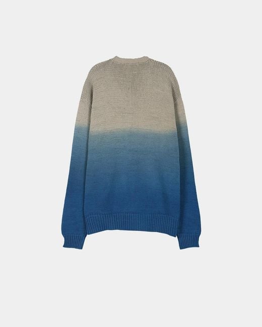 ANDERSSON BELL Blue Gradient Henley Collar Sweater for men
