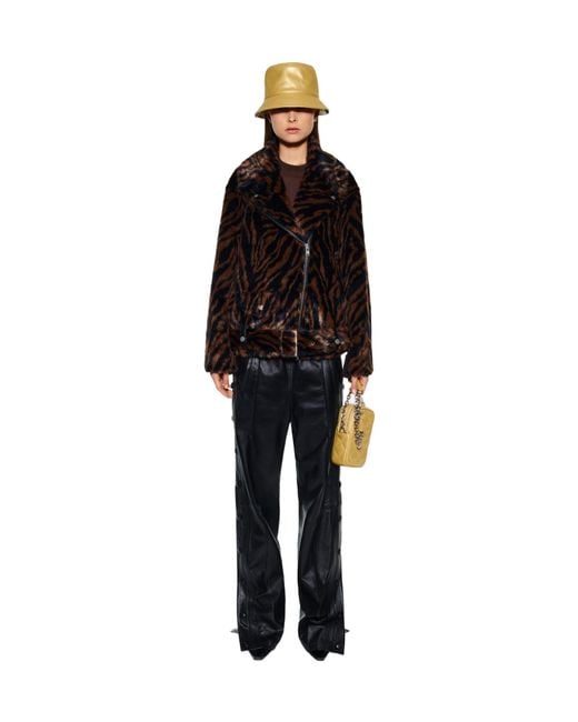Stand Studio Black Tiger-Print Biker Jacket
