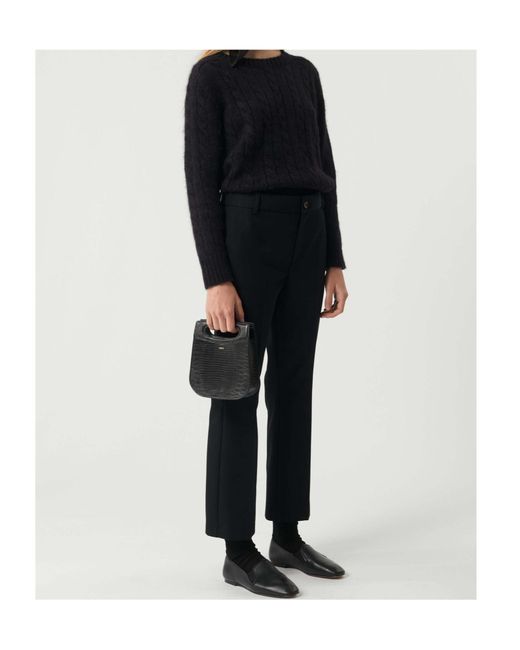 Soeur Black Ribbed Crew Neck Sweater