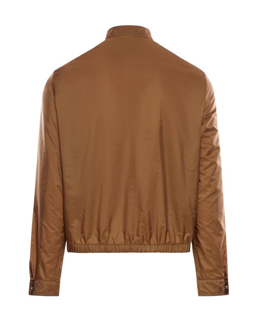 Prada Brown Re-Nylon Jacket With Logo for men