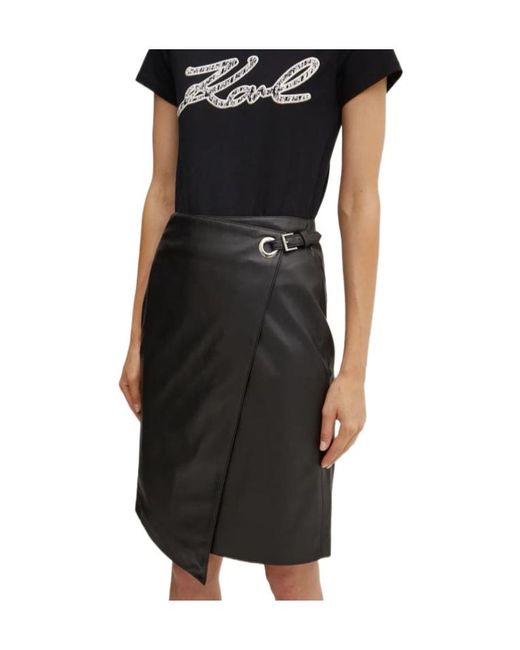 Karl Lagerfeld Black Faux-Leather Mini Skirt