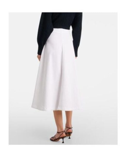 Altuzarra White Varda Cotton-Blend Midi Skirt