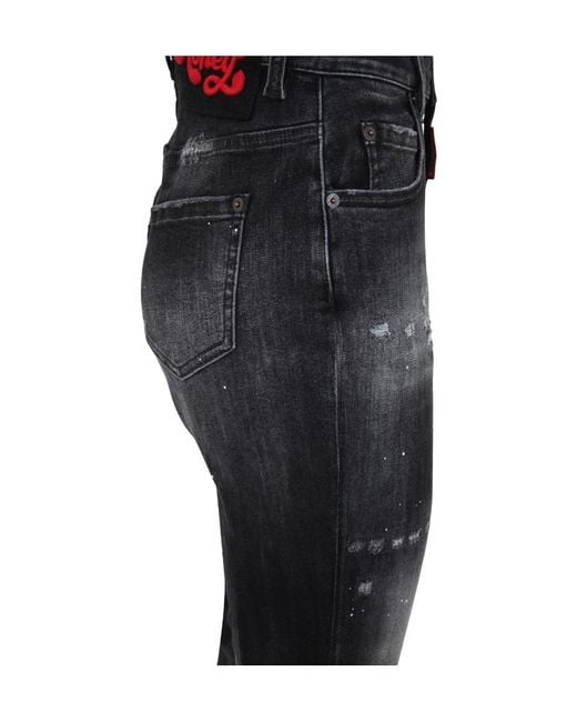 DSquared² Black Flared Distressed Jeans