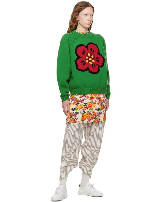 KENZO Green 'Varsity' Merino Wool Jumper