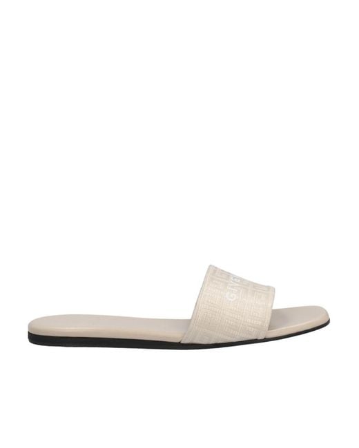 Givenchy White 4G Logo-Print Slide Sandals