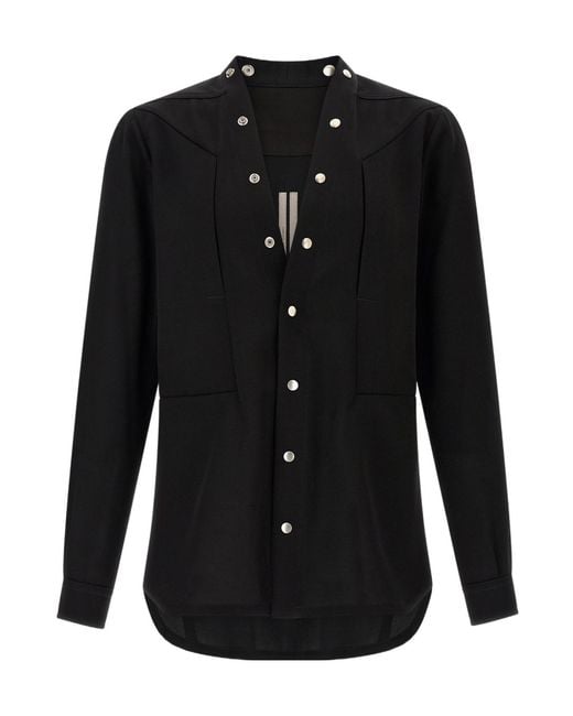 Rick Owens Black Long-Sleeved Shirt for men