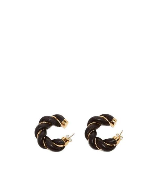 Bottega Veneta White Twist Hoop Earrings