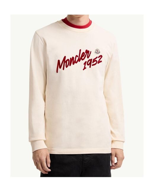 Moncler Pink Logo Cotton Jersey Long Sleeve T-Shirt for men