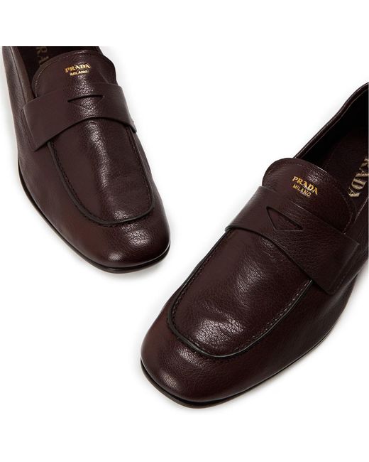 Prada Brown Logo Loafers for men