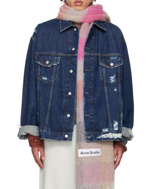Acne Blue Relaxed Fit Distressed Denim Jacket for men