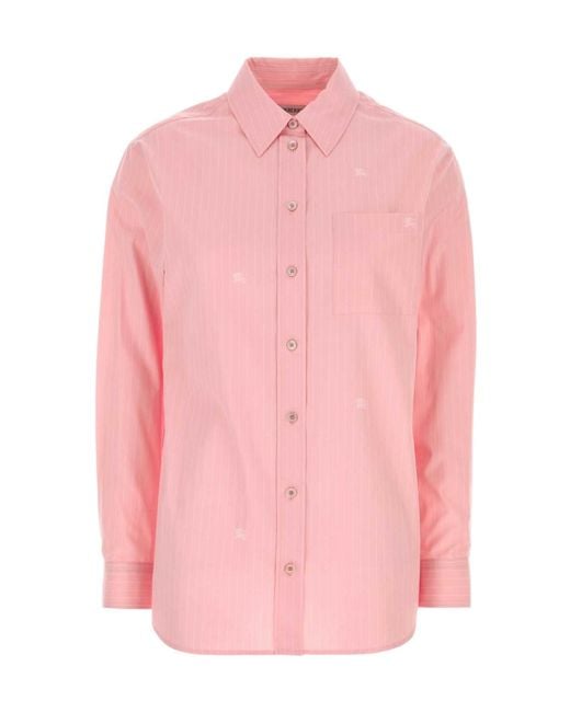 Burberry Pink Relaxed-Fit Knight Fil-Coupé Striped Cotton Shirt