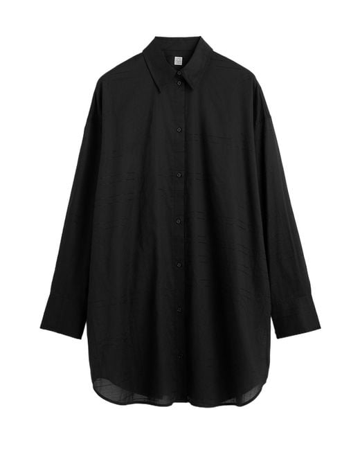 Totême Black Monogram-Patterned Oversized Shirt