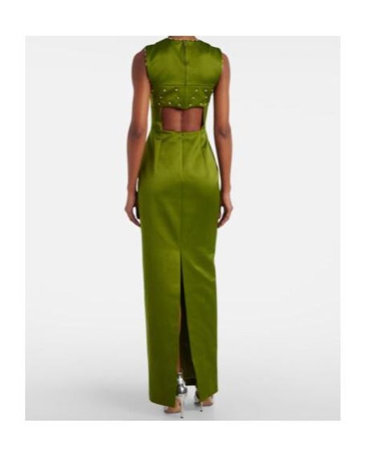 Emilia Wickstead Green Amadine Embellished Satin Gown