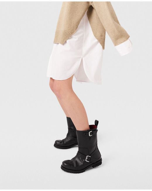 Stella McCartney Black Trace Buckle-Strap Biker Boots