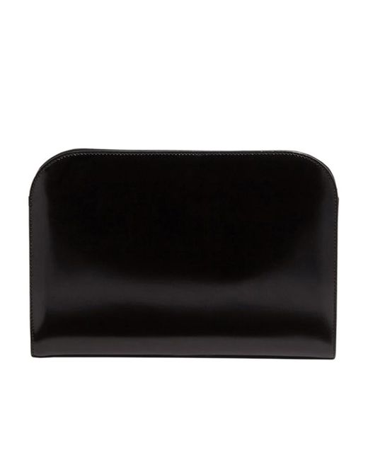 Ferragamo Black Logo Plaque Chain Linked Clutch