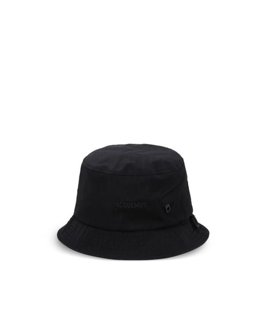 Jacquemus Black Logo Lettering Narrow Brim Bucket Hat