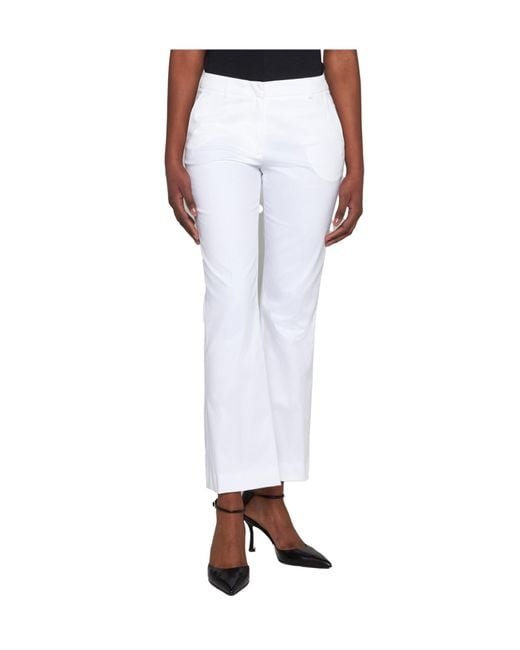 Pt Pantaloni White Pantaloni Torino Flared Stretch Pants