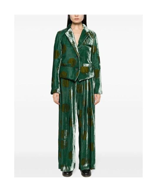 Uma Wang Green Pleated Zipper Casual Pants