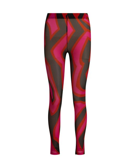 Emilio Pucci Red Marmo Legging Sheer Pattern Stretch Pants