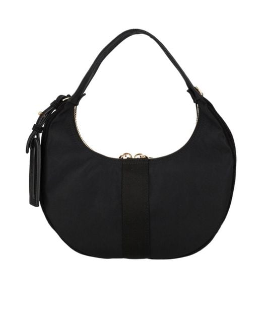 Moschino Black Logo Zip Hobo Shoulder Bag